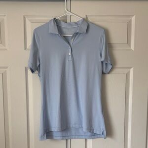 Peter Millar Women's Jubilee Button Polo light blue micro-stripe pattern Size L